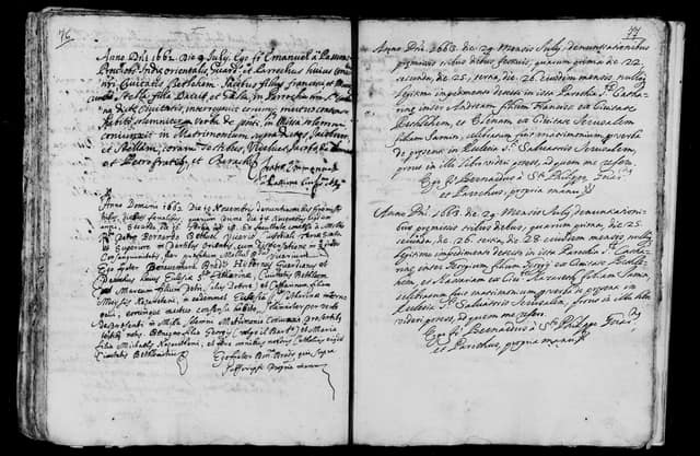 Folio manuscrit du registre : Mariage, 1662, Sainte-Catherine Bethléem (film DGS 8189366, image 165).