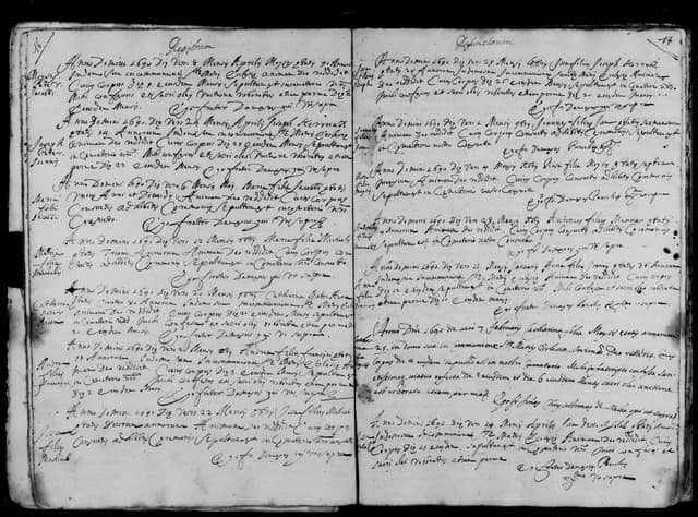 Folio manuscrit du registre : Décès, 1690, Sainte-Catherine Bethléem (film DGS 8189367, image 347).