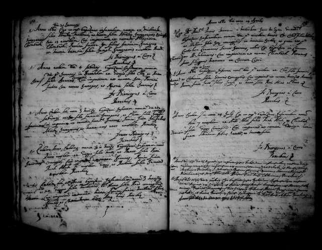 Folio manuscrit du registre : Baptême, 1680, Saint-Sauveur (film DGS 8927189, image 82).