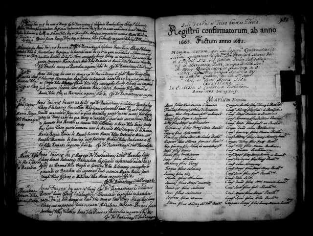 Folio manuscrit du registre : Confirmation, 1665, Saint-Sauveur (film DGS 8927189, image 134).