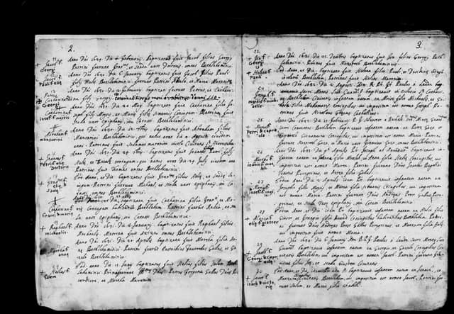 Folio manuscrit du registre : Baptême, 1630, Sainte-Catherine Bethléem (film DGS 8927273, image 5).