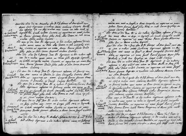 Folio manuscrit du registre : Baptême, 1640, Sainte-Catherine Bethléem (film DGS 8927273, image 7).
