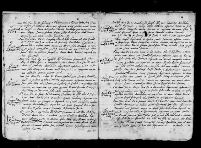 Folio manuscrit du registre : Baptême, 1643, Sainte-Catherine Bethléem (film DGS 8927273, image 8).