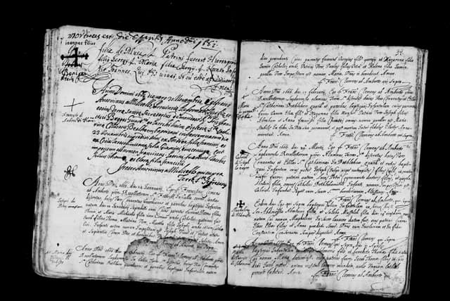 Folio manuscrit du registre : Baptême, 1665, Sainte-Catherine Bethléem (film DGS 8927273, image 23).