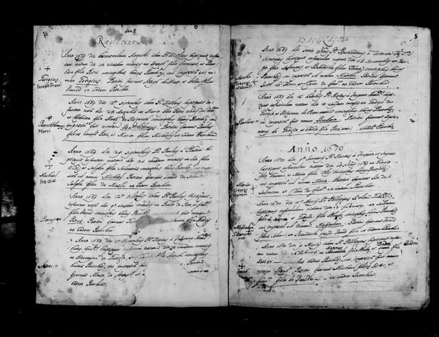 Folio manuscrit du registre : Baptême, 1669, Sainte-Catherine Bethléem (film DGS 8927273, image 34).