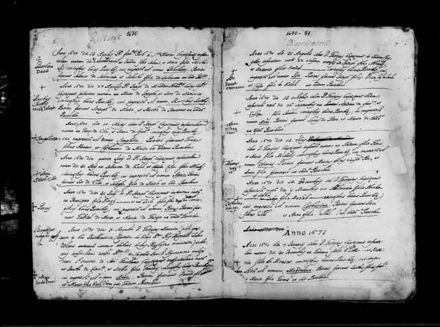 Folio manuscrit du registre : Baptême, 1670, Sainte-Catherine Bethléem (film DGS 8927273, image 35).