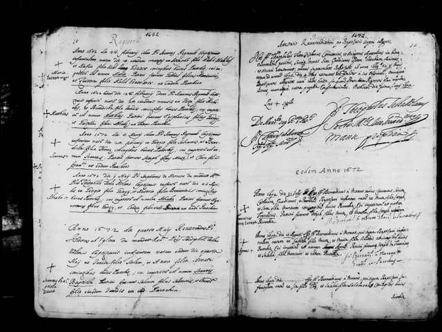 Folio manuscrit du registre : Baptême, 1672, Sainte-Catherine Bethléem (film DGS 8927273, image 37).