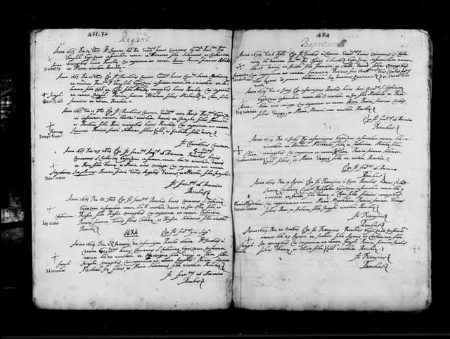 Folio manuscrit du registre : Baptême, 1673, Sainte-Catherine Bethléem (film DGS 8927273, image 40).