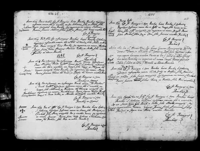 Folio manuscrit du registre : Baptême, 1675, Sainte-Catherine Bethléem (film DGS 8927273, image 41).