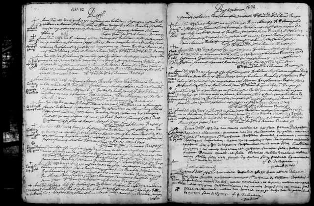 Folio manuscrit du registre : Baptême, 1682, Sainte-Catherine Bethléem (film DGS 8927273, image 48).