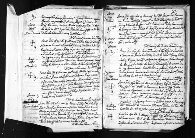 Folio manuscrit du registre : Baptême, 1690, En Kerem (film DGS 8958859, image 9).